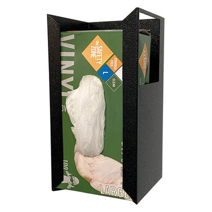 Black glove dispenser made with 22 gauge steel hang in your home, garage, or studio spring loaded dispenser holds most glove boxes mounts to drywall screws and anchors included