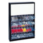 Black tip out storage bin clear plastic trays with seven adjustable dividers to make 8 total compartments per tray and top storage compartment with two shelves
