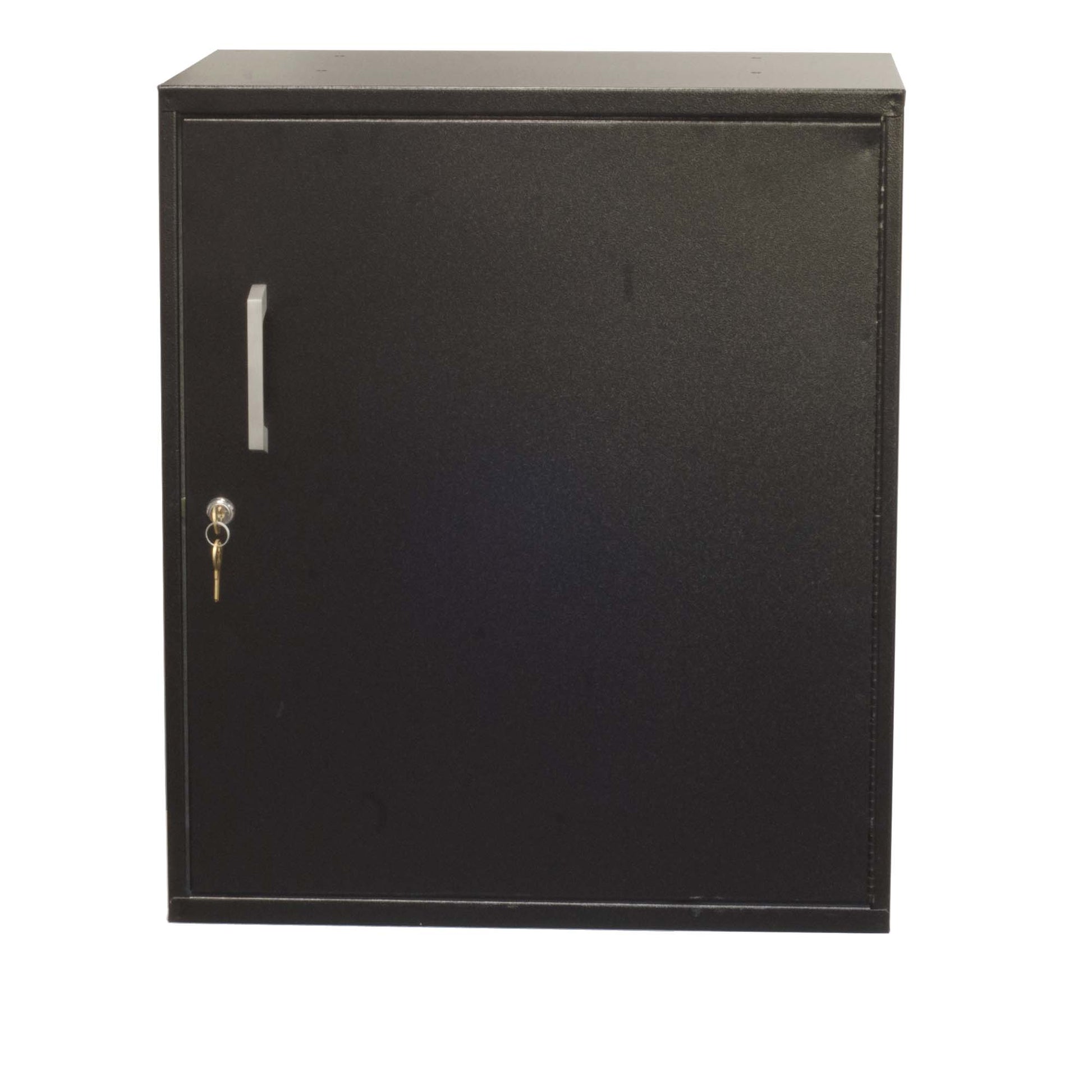 Aerosol cabinet with key lock and spare key included holds 48 cans  ball bearing slides are smooth and quiet drawers snap into closed position
